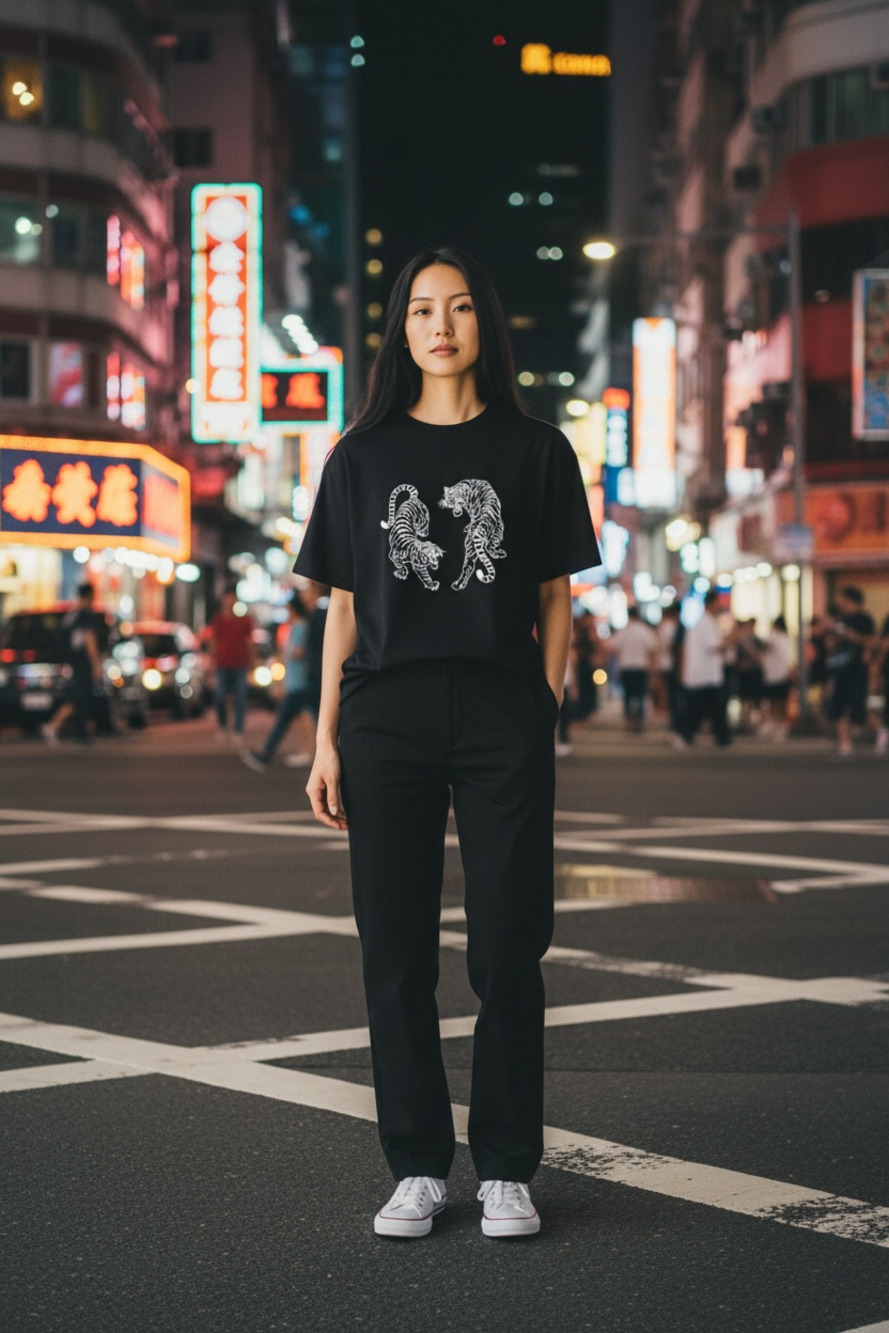 INAWLY Vintage Tiger Print T-Shirt,Women's Loose Fit Short Sleeve